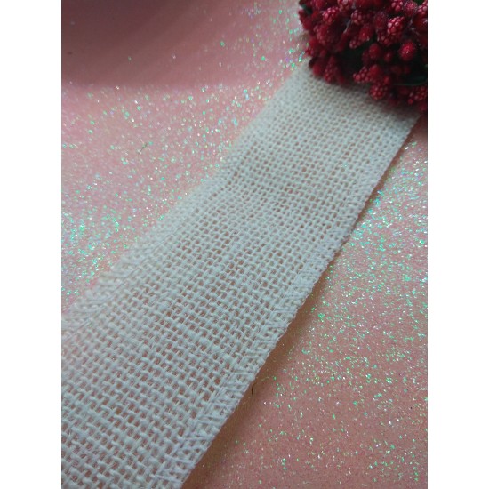 Лента джутовая 5см*1.5м цв. белый